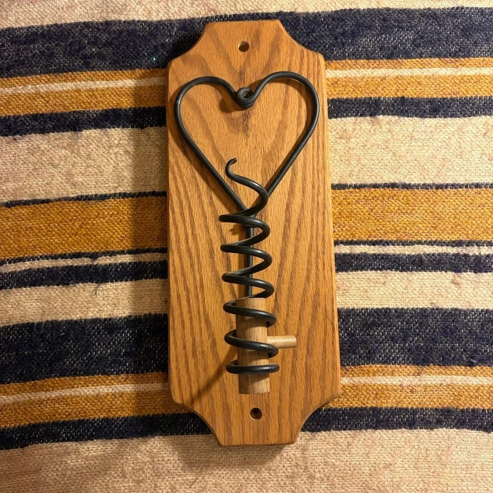 Vintage Wall Candle Holder Heart Wrought Iron Oak Rustic Sconce Decor Granny
